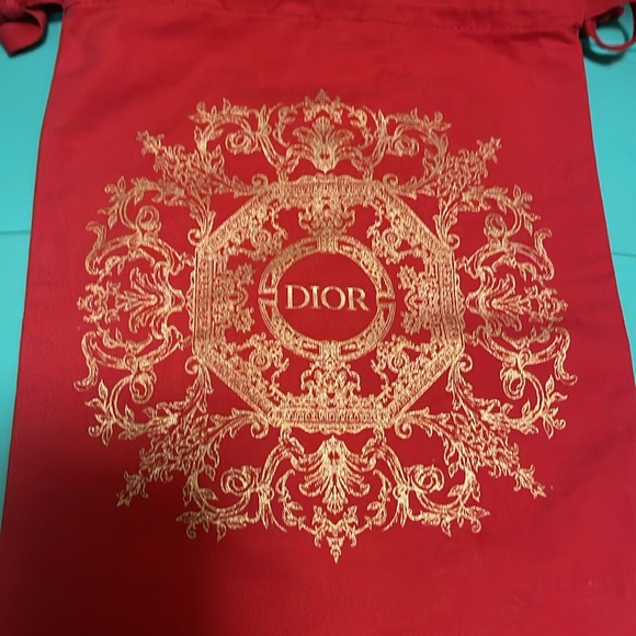 DIOR limited edition lunar new year red and gold dustbag drawstring pouch - Picture 3 of 4
